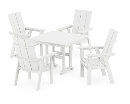 POLYWOOD® Modern Adirondack 5-Piece Farmhouse Dining Set in White