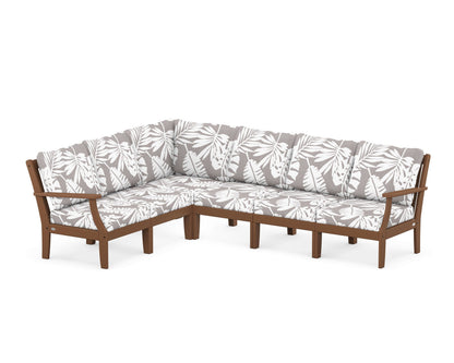 POLYWOOD® Braxton Modular 6-Piece Deep Seating Set in Teak / Leaf Grey Mist