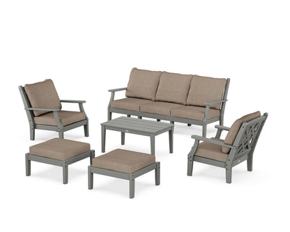 Country Living Wovendale 6-Piece Lounge Sofa Set in Slate Grey / Spiced Burlap
