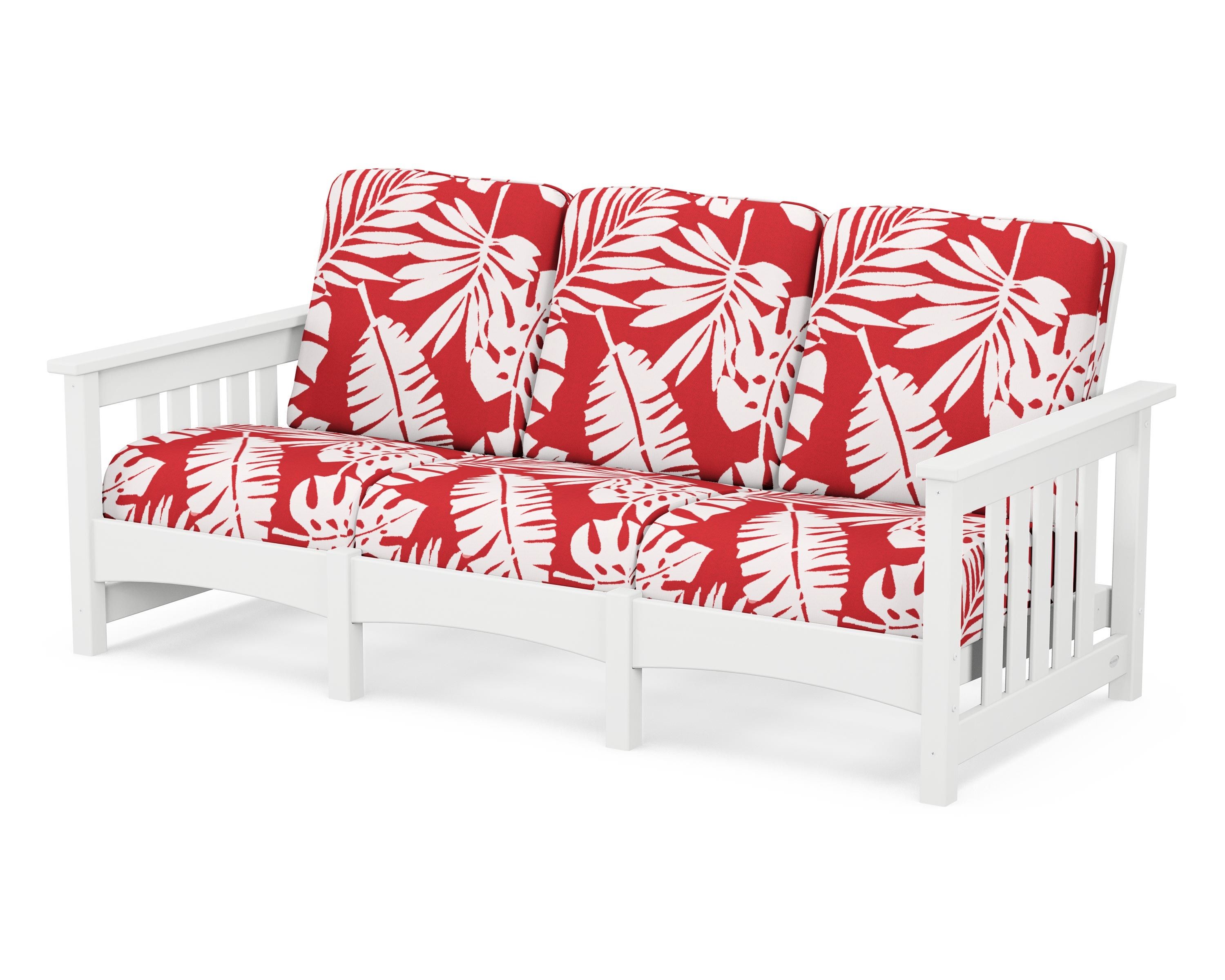 POLYWOOD® Club Mission Sofa in White / Leaf Crimson