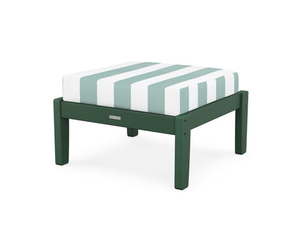 Martha Stewart by POLYWOOD® Chinoiserie Deep Seating Ottoman in Green / Cabana Stripe Glacier Spa