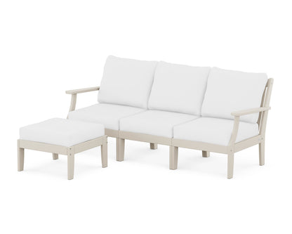 POLYWOOD® Braxton Modular 4-Piece Deep Seating Set with Ottoman in Sand / Natural