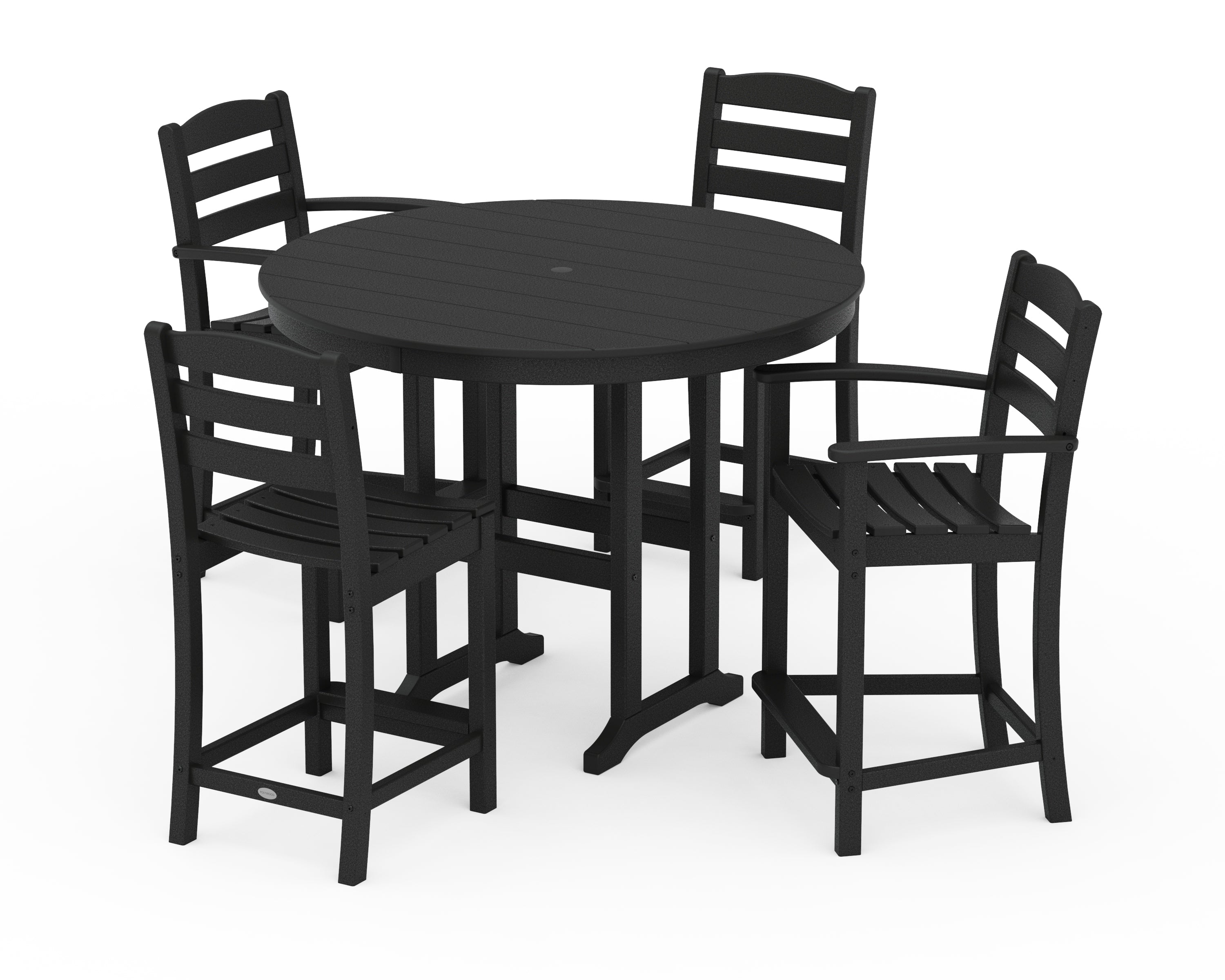 POLYWOOD® La Casa Café 5-Piece Round Farmhouse Counter Dining Set in Black