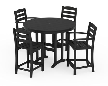 POLYWOOD® La Casa Café 5-Piece Round Farmhouse Counter Dining Set in Black