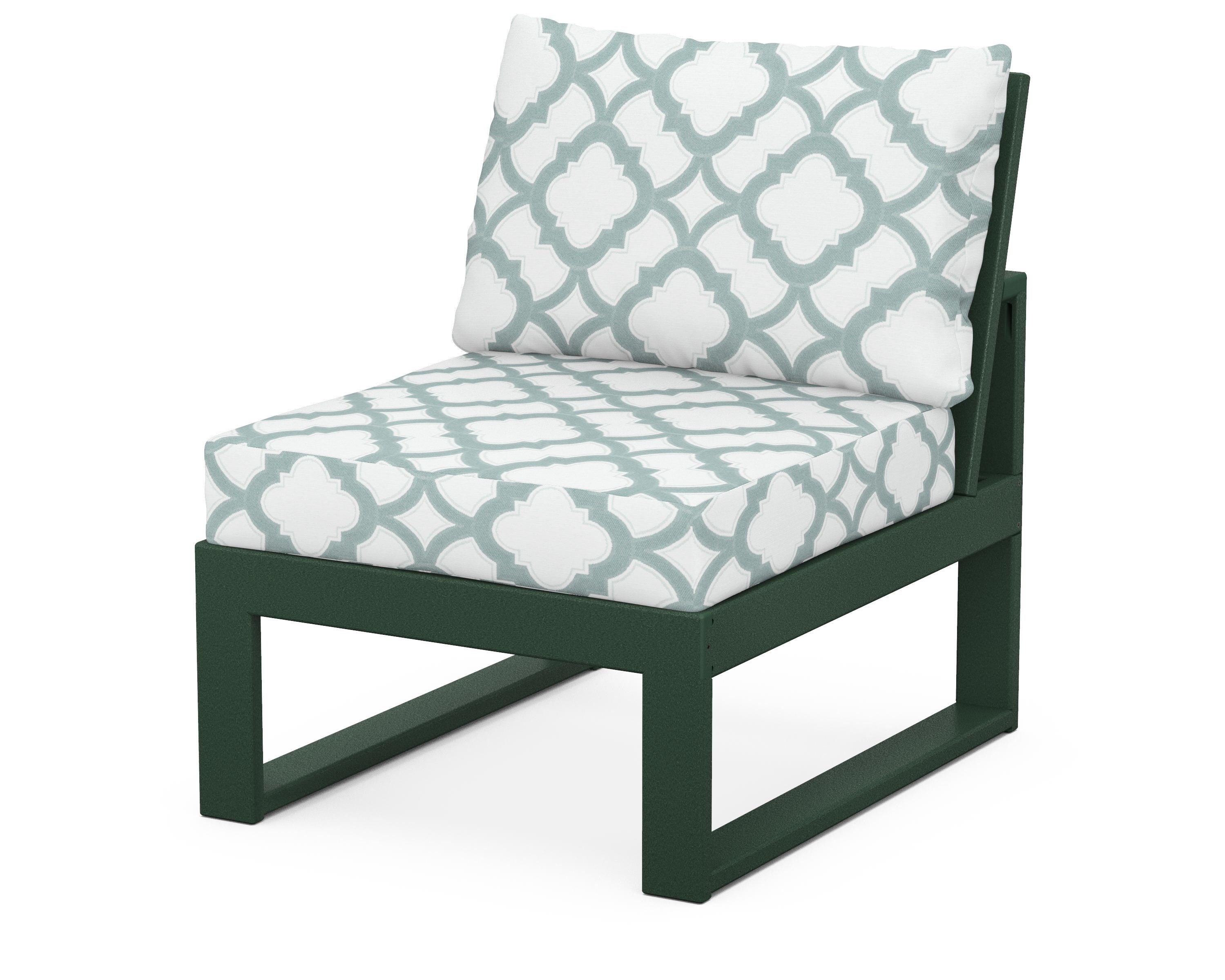 Unbranded Modular Armless Chair in Green / Trellis Glacier Spa
