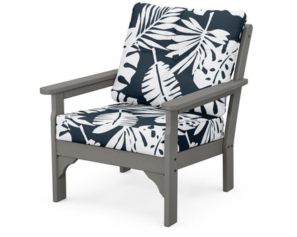 POLYWOOD® Vineyard Deep Seating Chair in Slate Grey / Leaf Marine Indigo