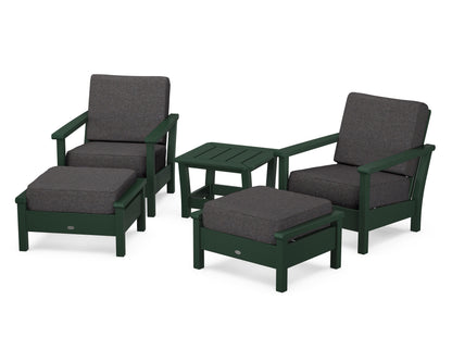 POLYWOOD® Harbour 5-Piece Deep Seating Chair Set in Green / Ash Charcoal