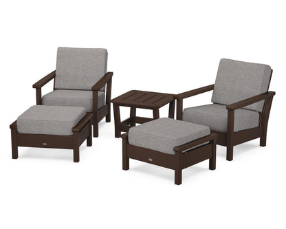 POLYWOOD® Harbour 5-Piece Deep Seating Chair Set in Mahogany / Grey Mist