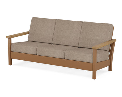 POLYWOOD® Harbour Deep Seating Sofa in Teak / Natural / Spiced Burlap
