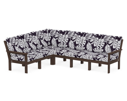 POLYWOOD® Vineyard 6-Piece Sectional in Mahogany / Leaf Navy