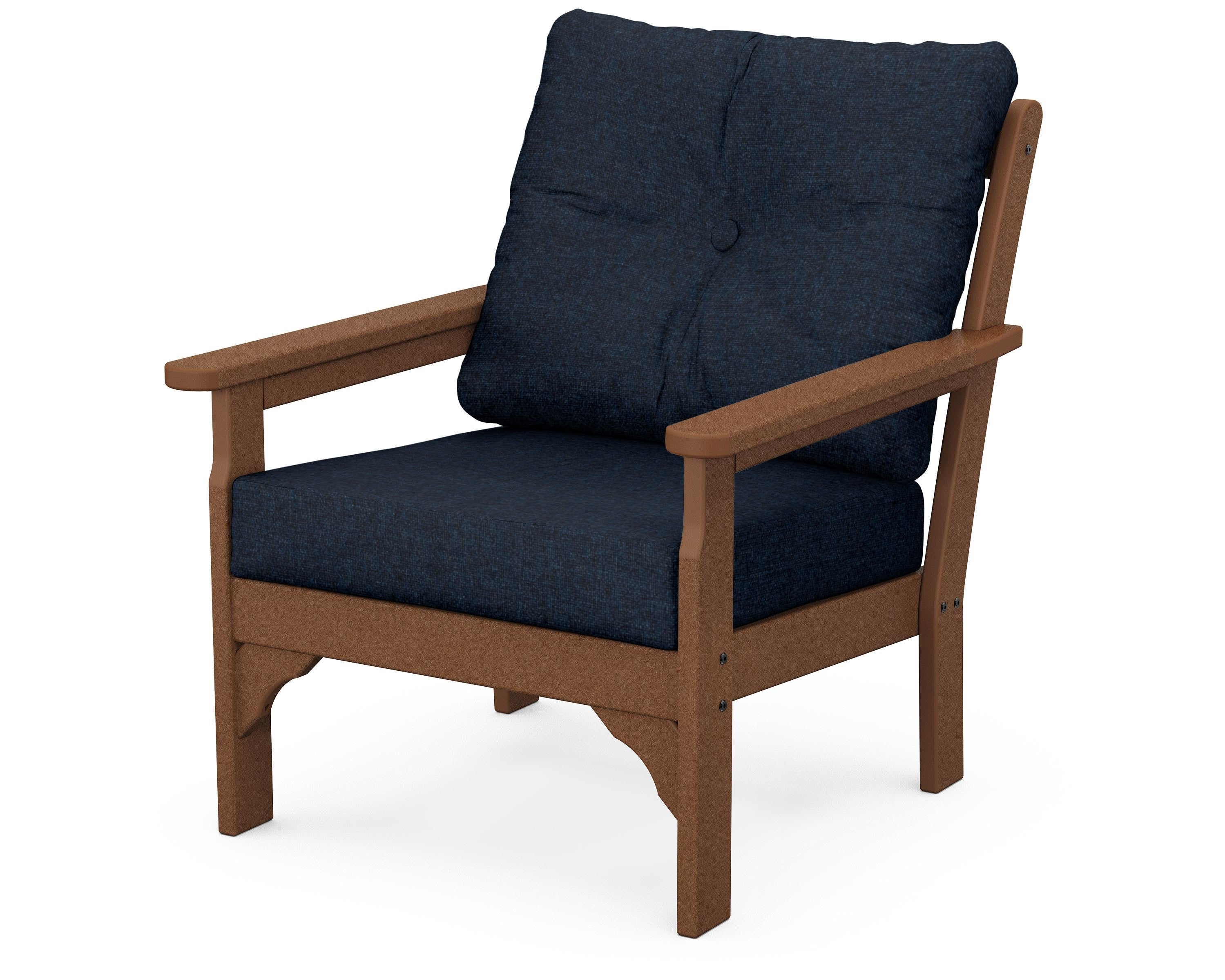 POLYWOOD® Vineyard Deep Seating Chair in Teak / Marine Indigo