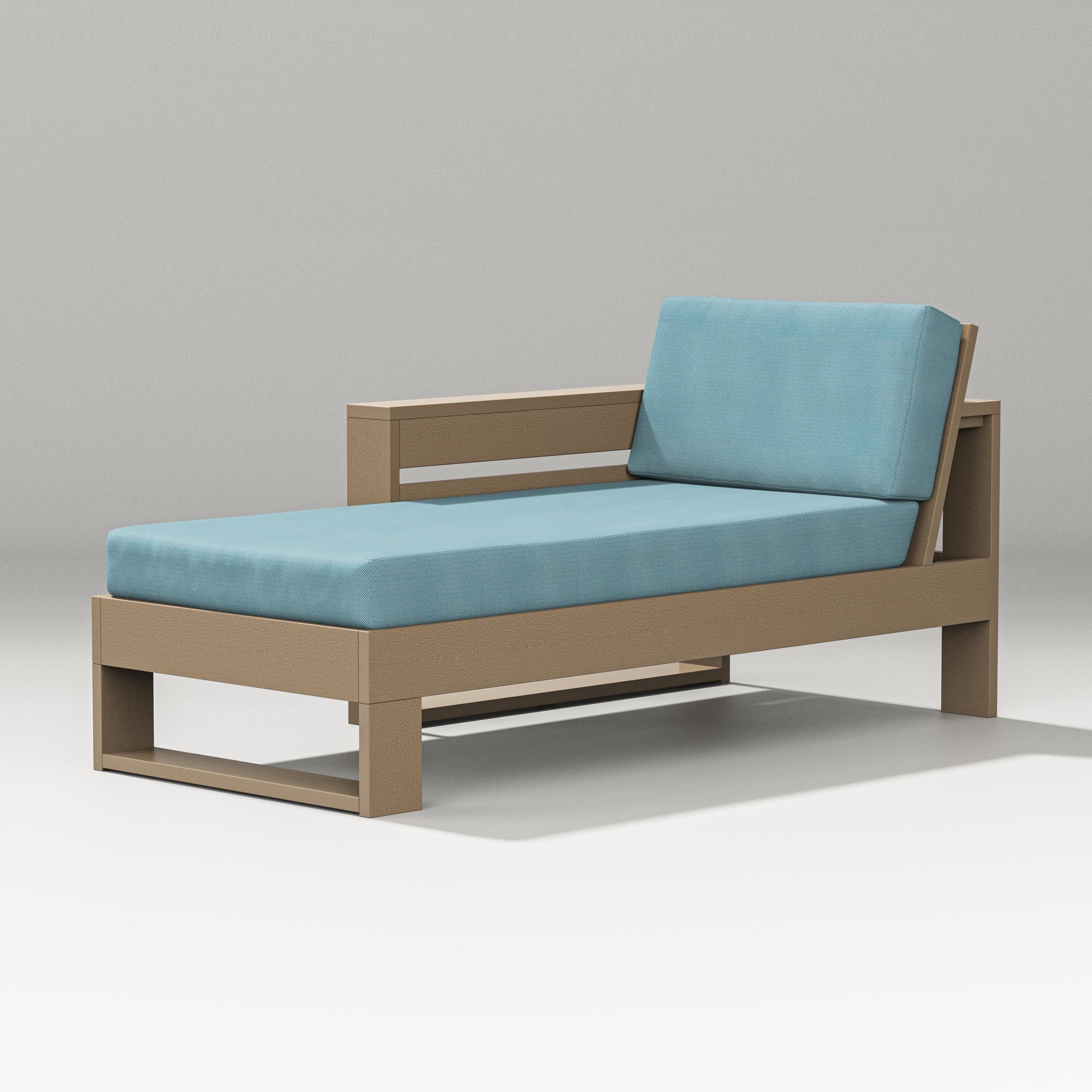 PW Designer Series Latitude Modular Left Arm Chaise in Vintage Sahara / Lattice Sky Blue