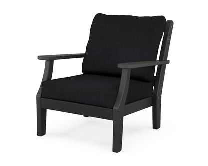 Martha Stewart by POLYWOOD® Chinoiserie Deep Seating Chair in Black / Midnight Linen