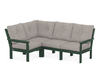 POLYWOOD® Vineyard 4-Piece Sectional in Green / Weathered Tweed