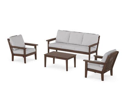 Country Living Cottage 4-Piece Deep Seating Set with Sofa in Mahogany / Granite