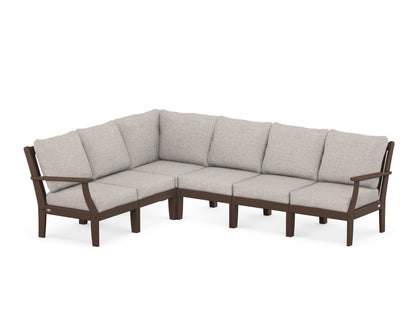 POLYWOOD® Braxton Modular 6-Piece Deep Seating Set in Mahogany / Weathered Tweed