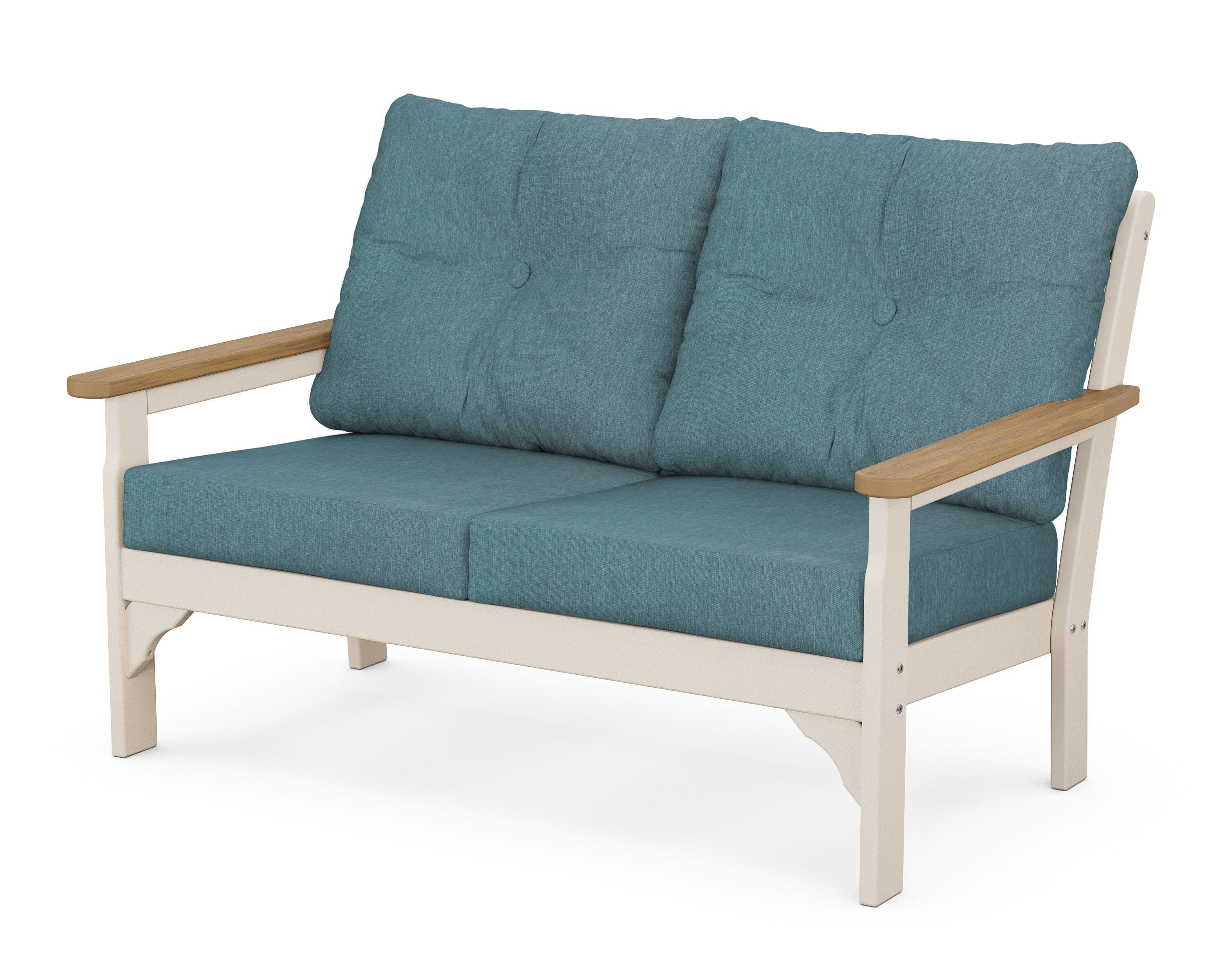 POLYWOOD® Vineyard Deep Seating Loveseat in Sand / Natural / Ocean Teal