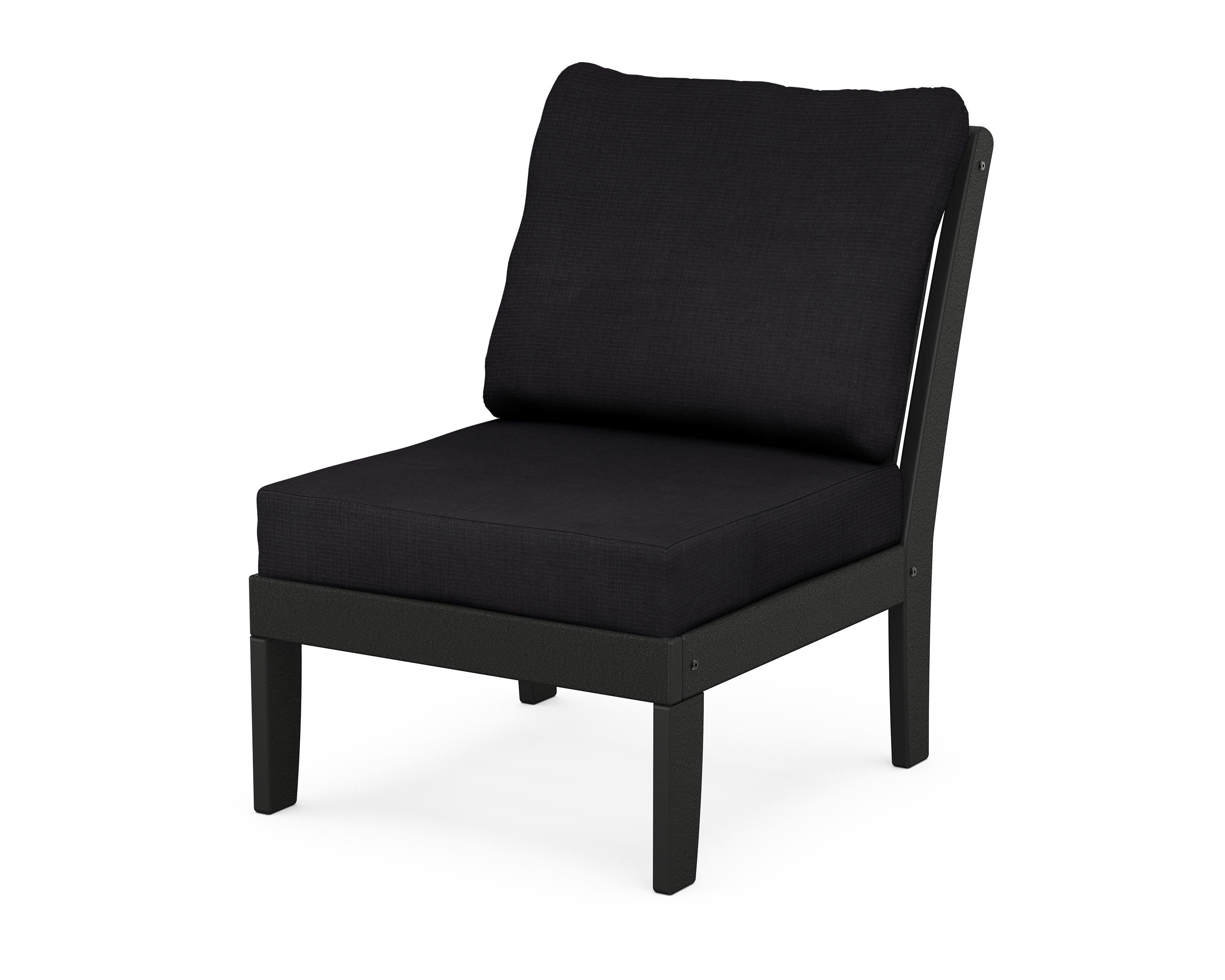 POLYWOOD® Braxton Modular Armless Chair in Black / Midnight Linen