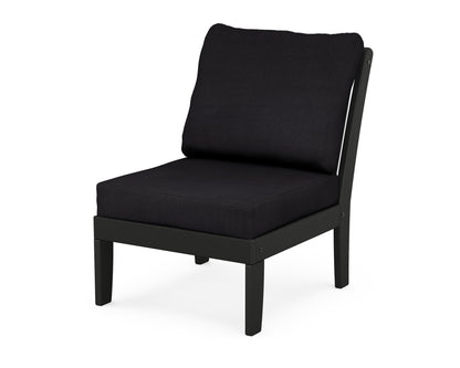 POLYWOOD® Braxton Modular Armless Chair in Black / Midnight Linen
