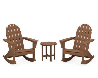 POLYWOOD® Vineyard 3-Piece Adirondack Rocking Chair Set in Teak