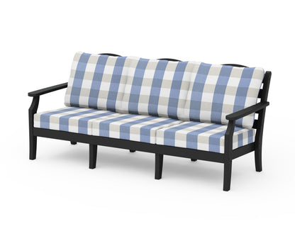 Draper James™ by  POLYWOOD® Savannah Deep Seating Sofa in Black / Buffalo Plaid Sky Blue