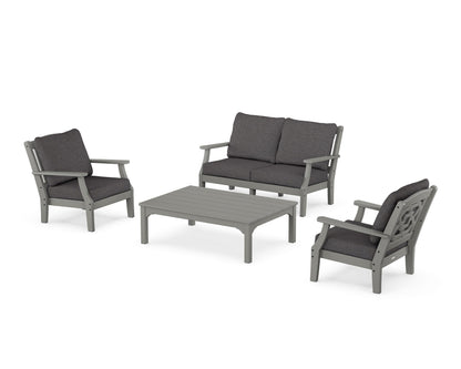 Martha Stewart by POLYWOOD® Chinoiserie 4-Piece Deep Seating Set with Loveseat in Slate Grey / Ash Charcoal