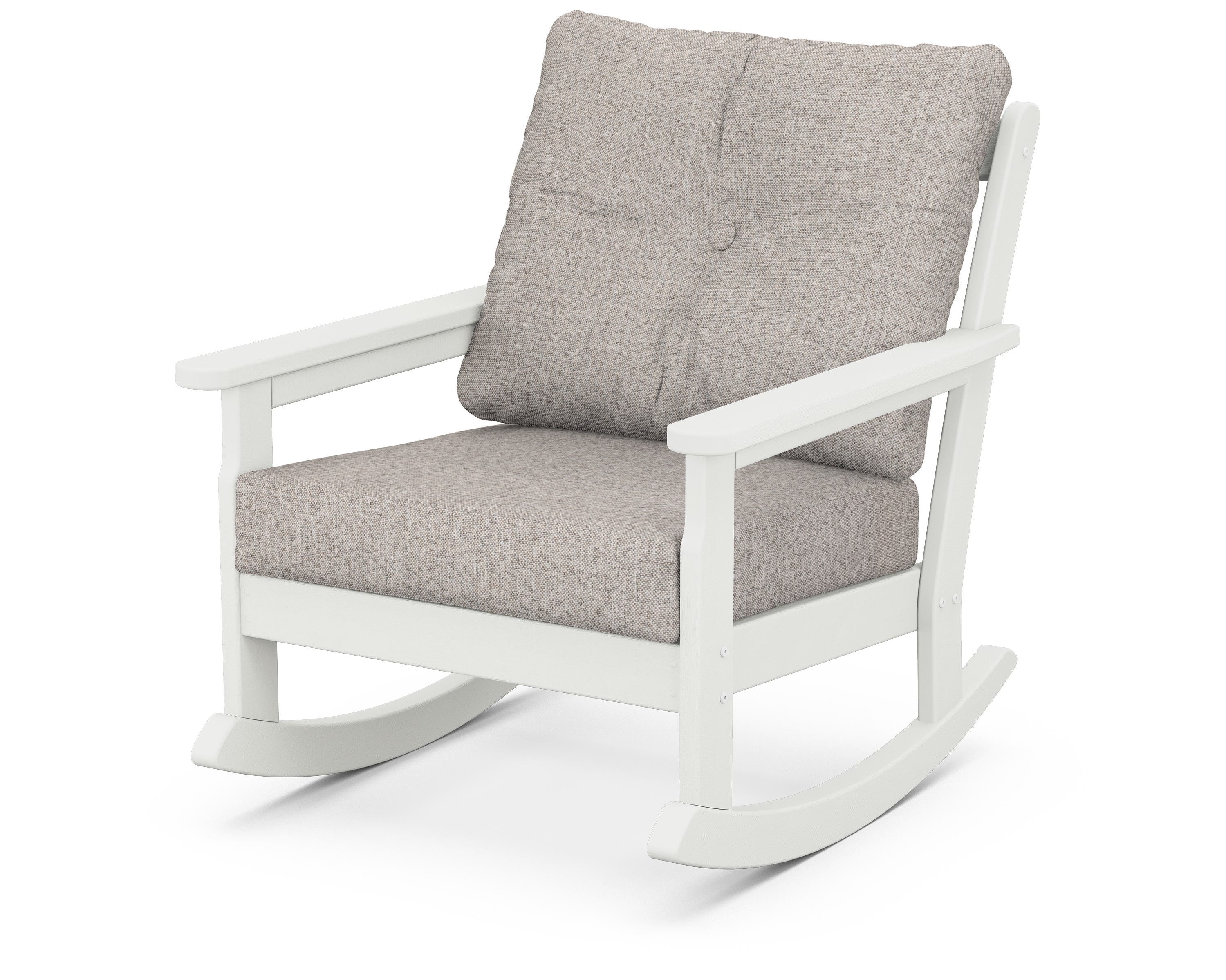 POLYWOOD® Vineyard Deep Seating Rocking Chair in Vintage White / Weathered Tweed