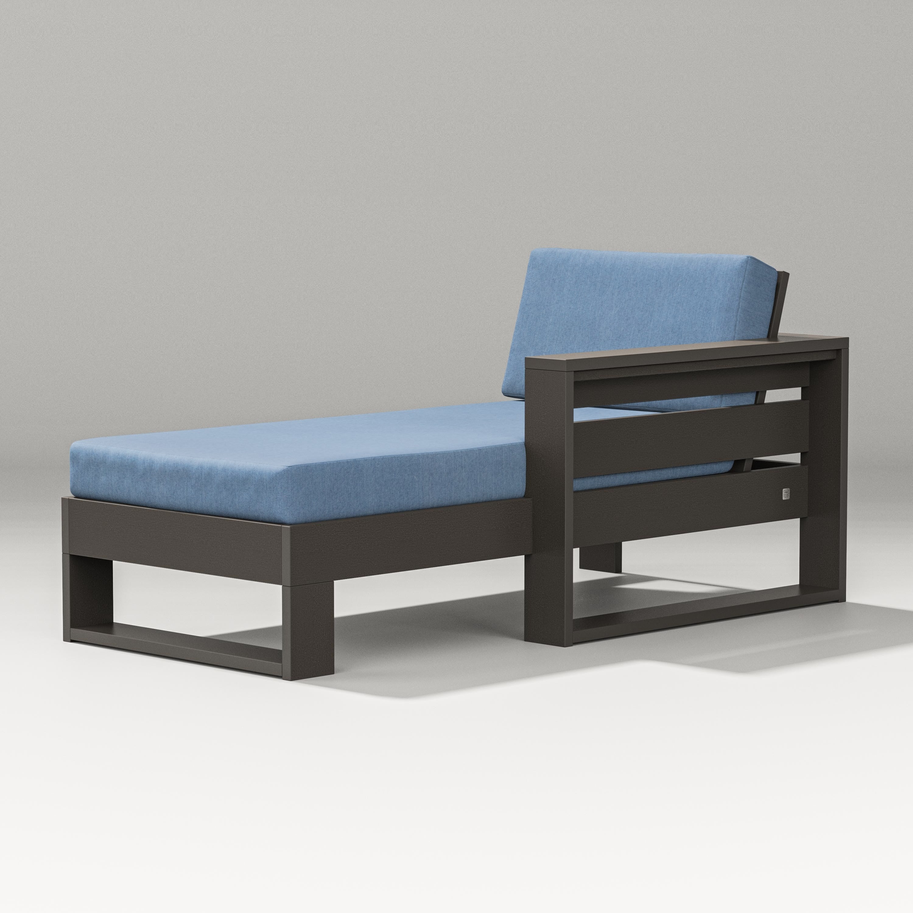 PW Designer Series Latitude Modular Right Arm Chaise in Vintage Coffee / Sky Blue