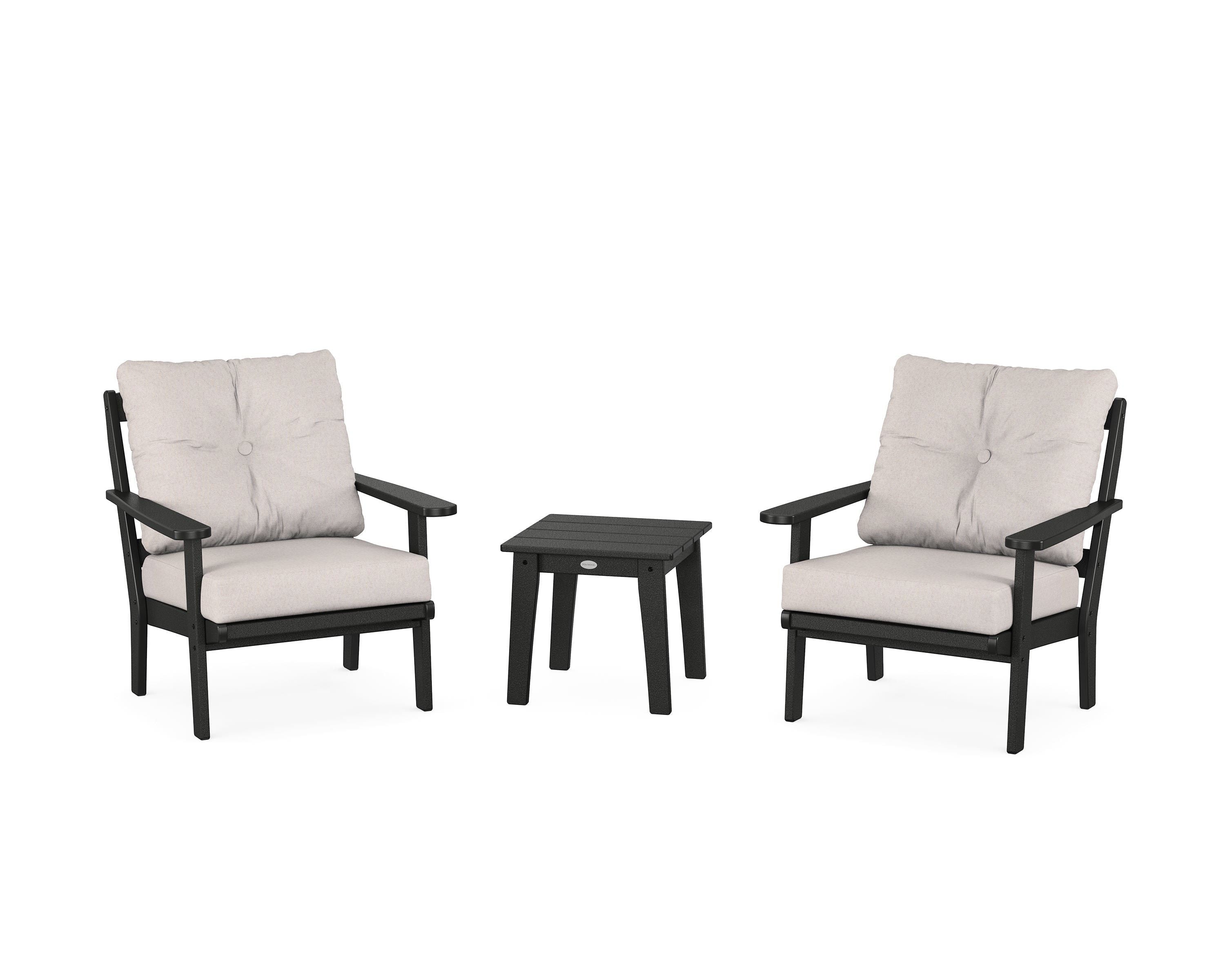 POLYWOOD® Mission 3-Piece Deep Seating Set in Black / Dune Burlap