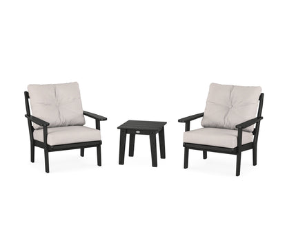 POLYWOOD® Mission 3-Piece Deep Seating Set in Black / Dune Burlap