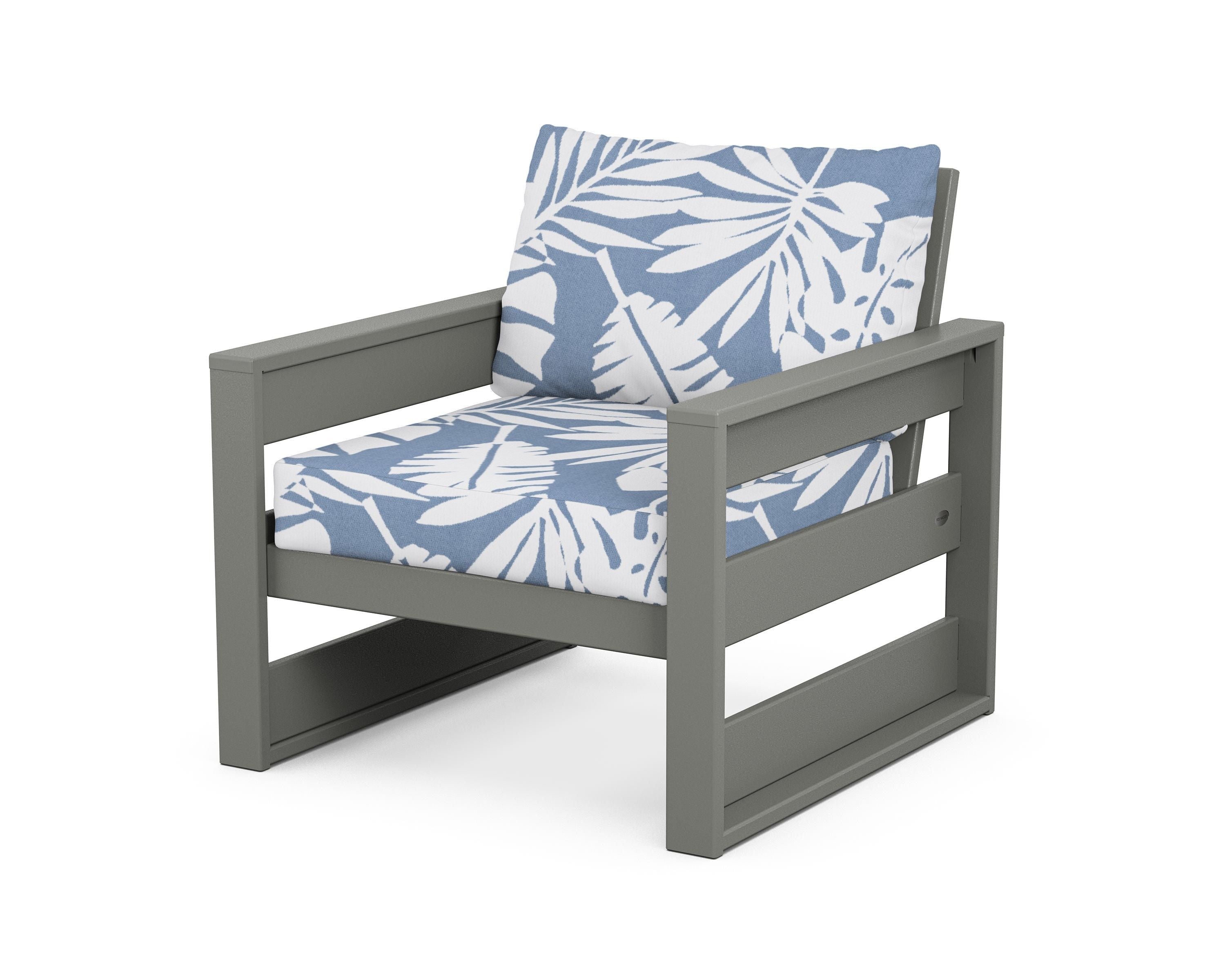POLYWOOD® Westport Club Chair in Slate Grey / Leaf Sky Blue