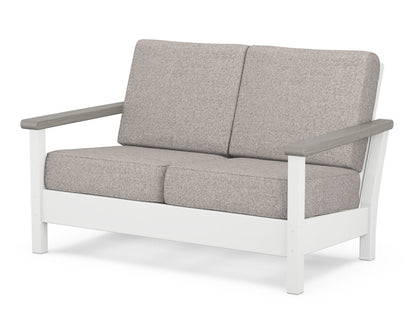 POLYWOOD® Harbour Deep Seating Loveseat in White / Driftwood / Weathered Tweed