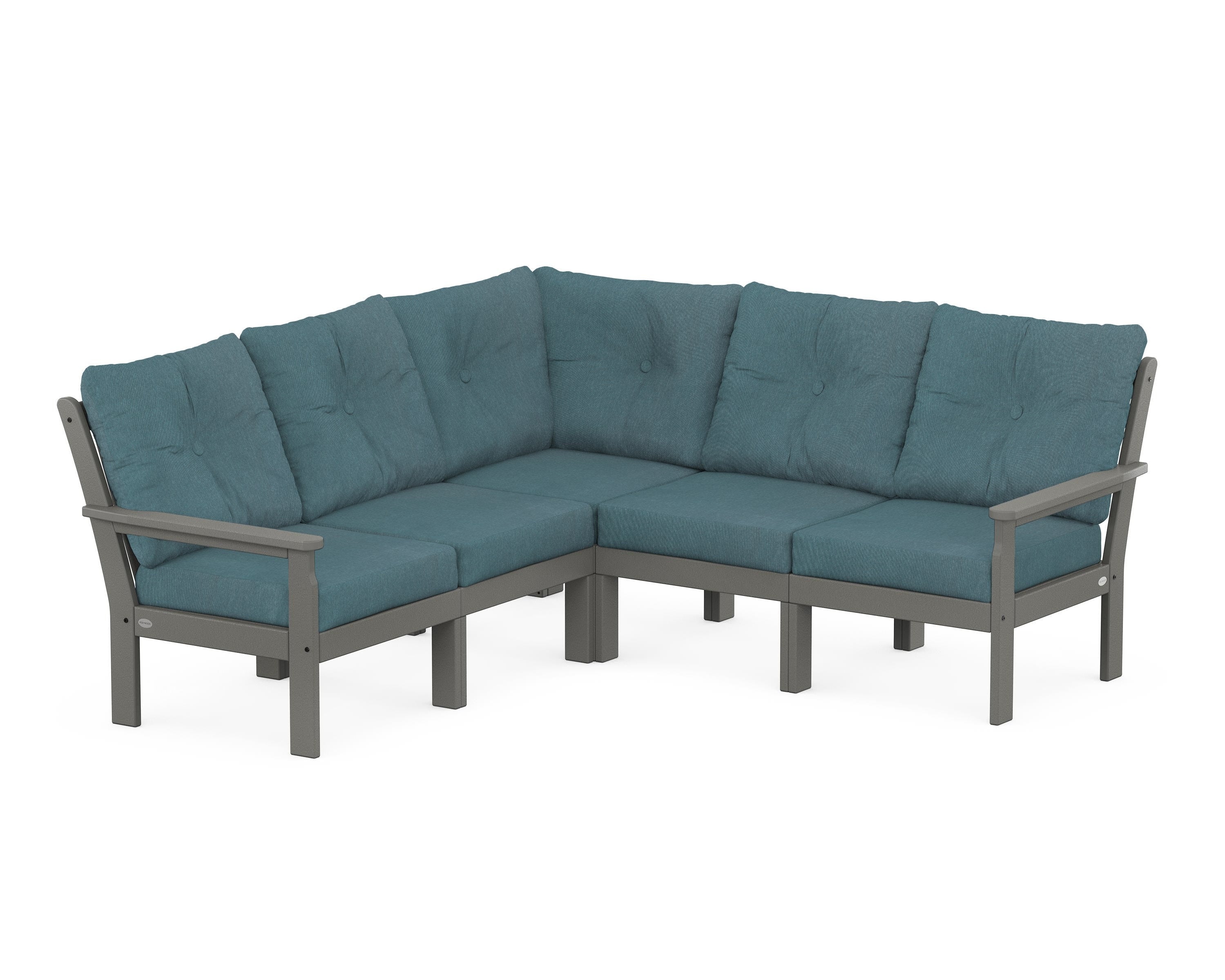 POLYWOOD® Vineyard 5-Piece Sectional in Slate Grey / Ocean Teal