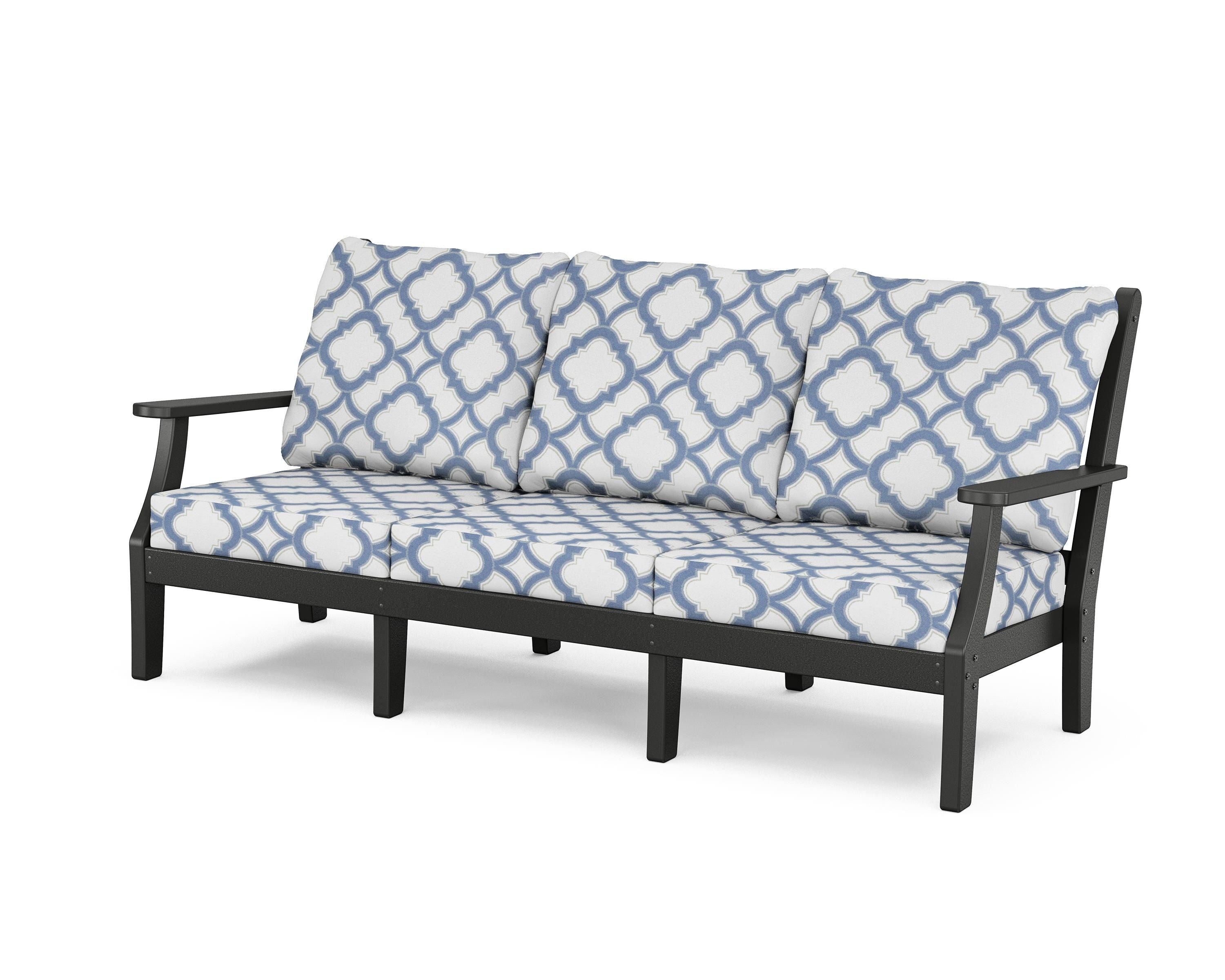 Country Living Wovendale Deep Seating Sofa in Black / Trellis Sky Blue
