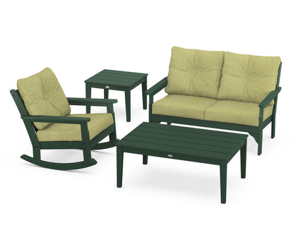 POLYWOOD® Vineyard 4-Piece Deep Seating Rocker Set in Green / Chartreuse Boucle
