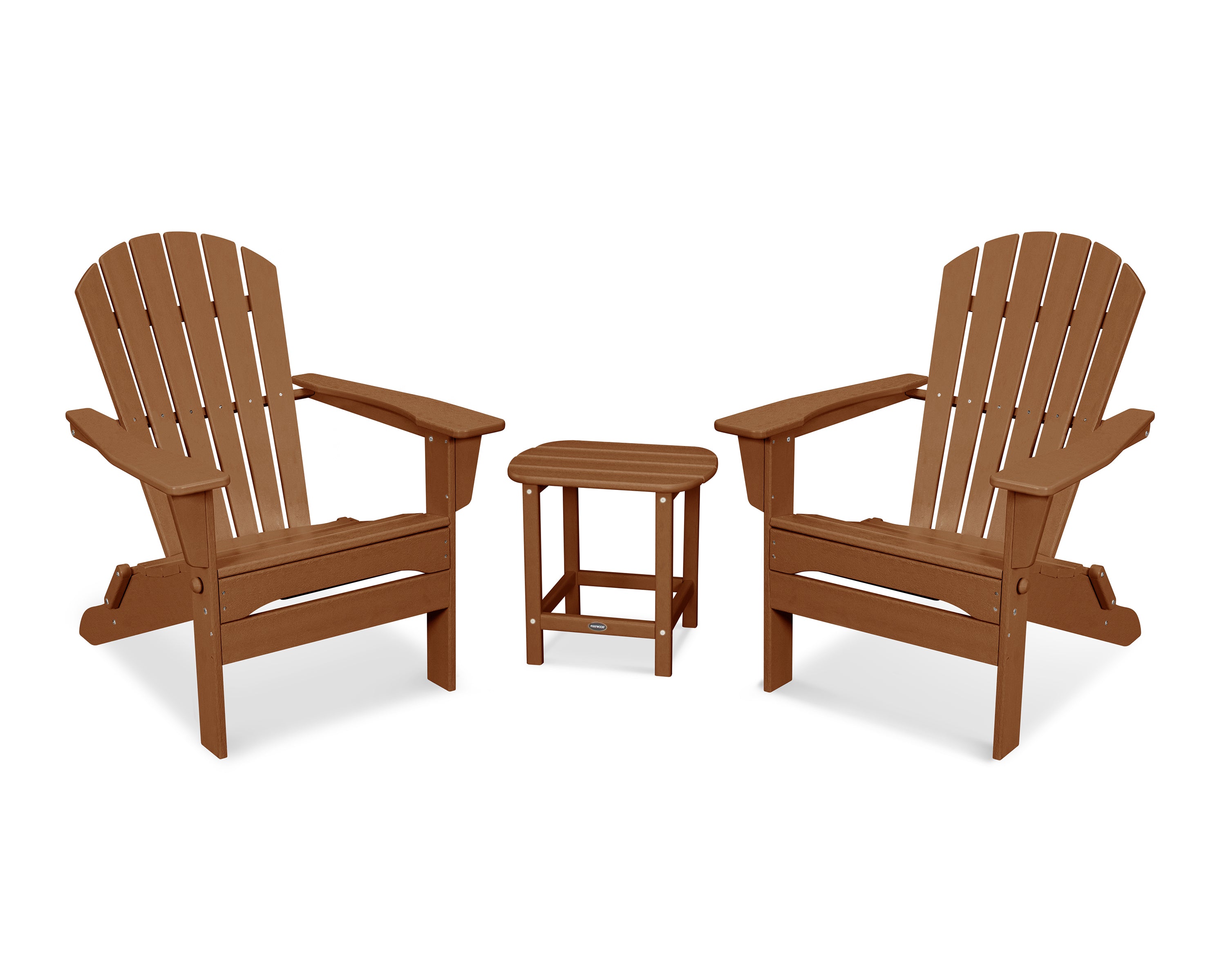 POLYWOOD® South Beach 3-Piece Folding Adirondack Set in Teak