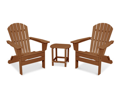 POLYWOOD® South Beach 3-Piece Folding Adirondack Set in Teak