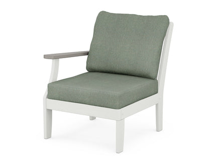 POLYWOOD® Braxton Modular Left Arm Chair in White / Driftwood / Cast Sage