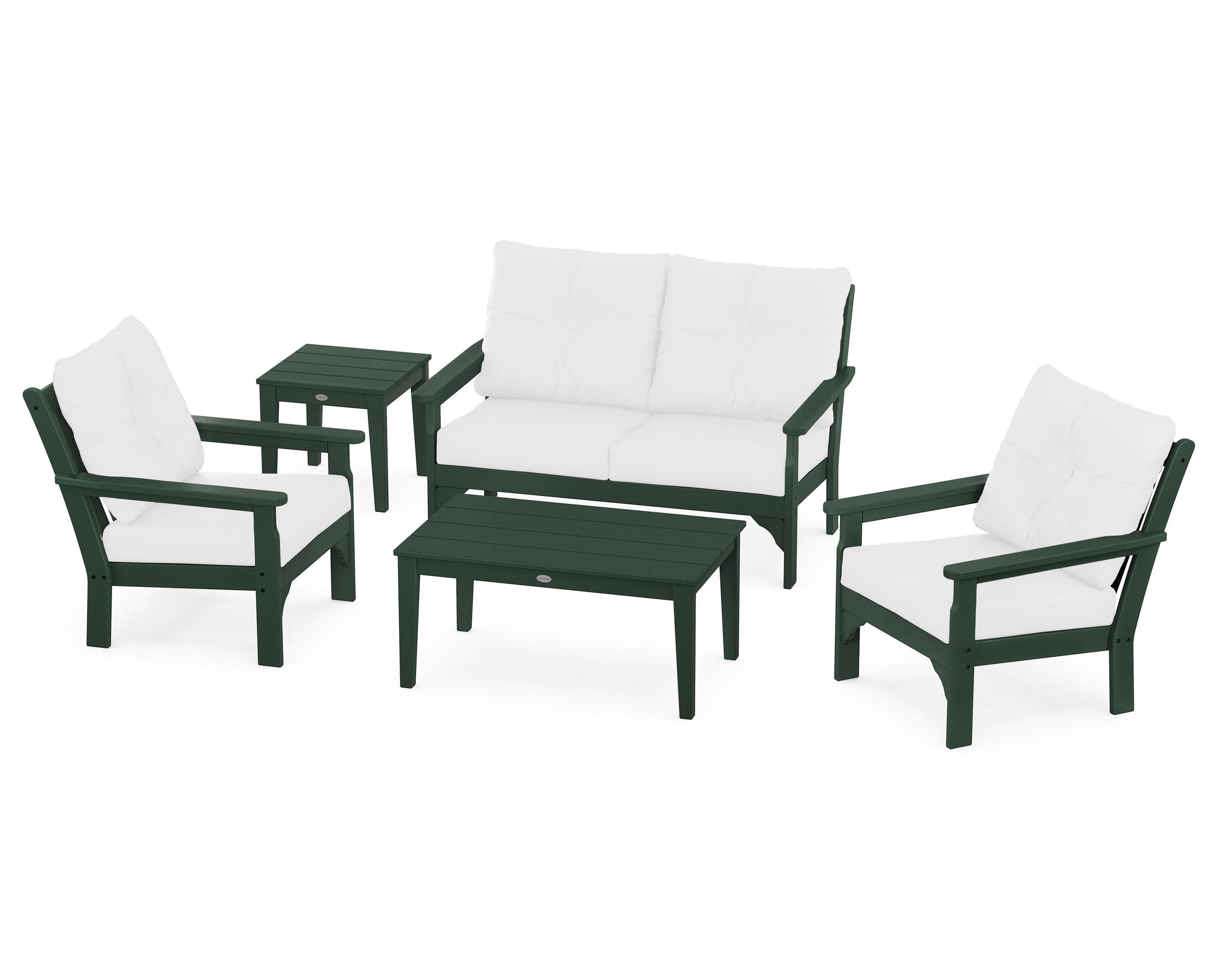 POLYWOOD® Vineyard 5-Piece Deep Seating Set in Green / Natural
