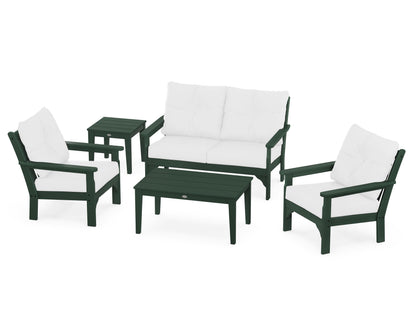 POLYWOOD® Vineyard 5-Piece Deep Seating Set in Green / Natural