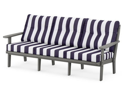 POLYWOOD® Lakeside Deep Seating Sofa in Slate Grey / Cabana Stripe Navy