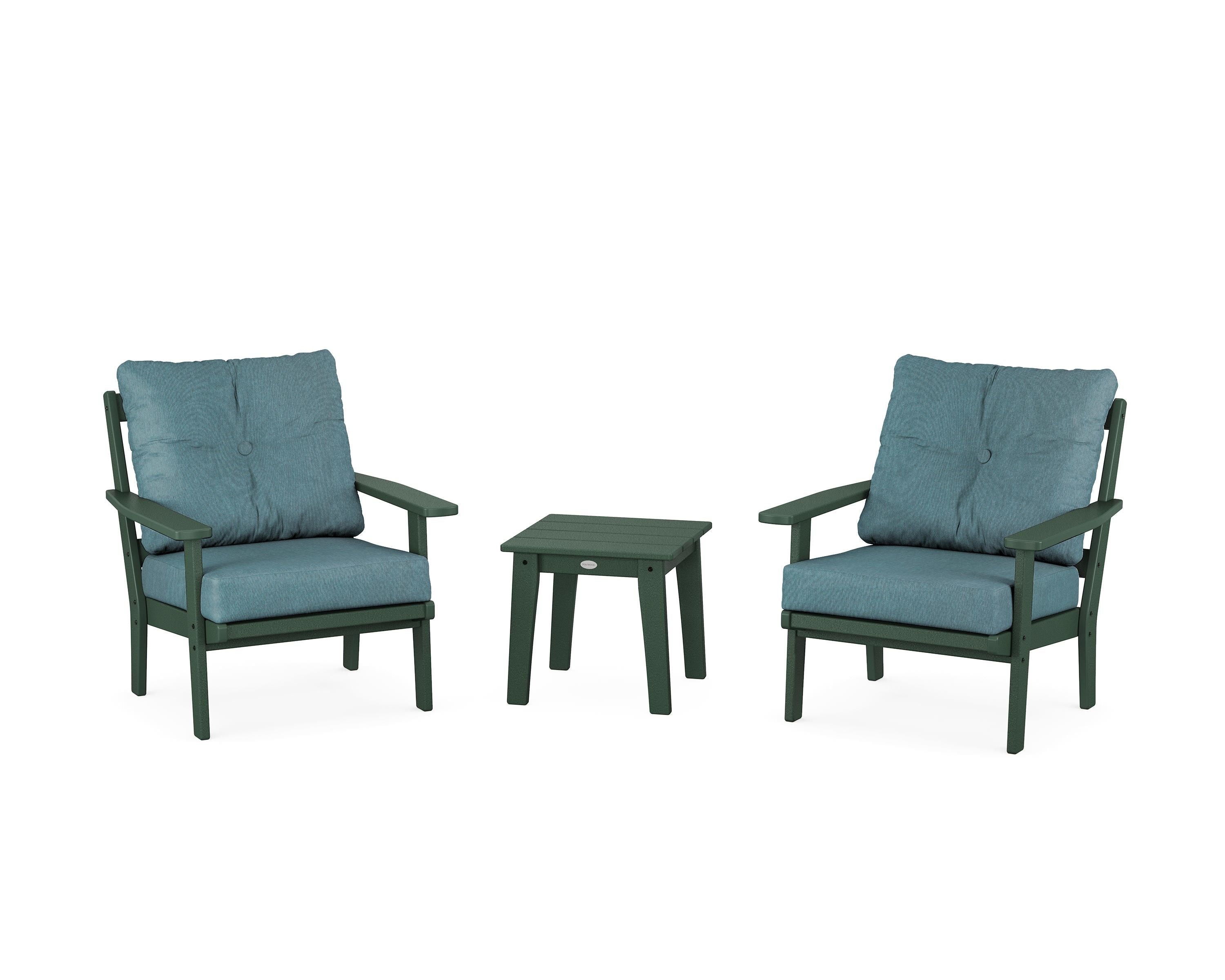POLYWOOD® Prairie 3-Piece Deep Seating Set in Green / Ocean Teal