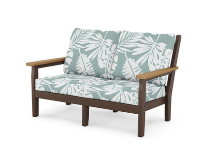 POLYWOOD® Chippendale Deep Seating Loveseat in Mahogany / Natural / Leaf Glacier Spa