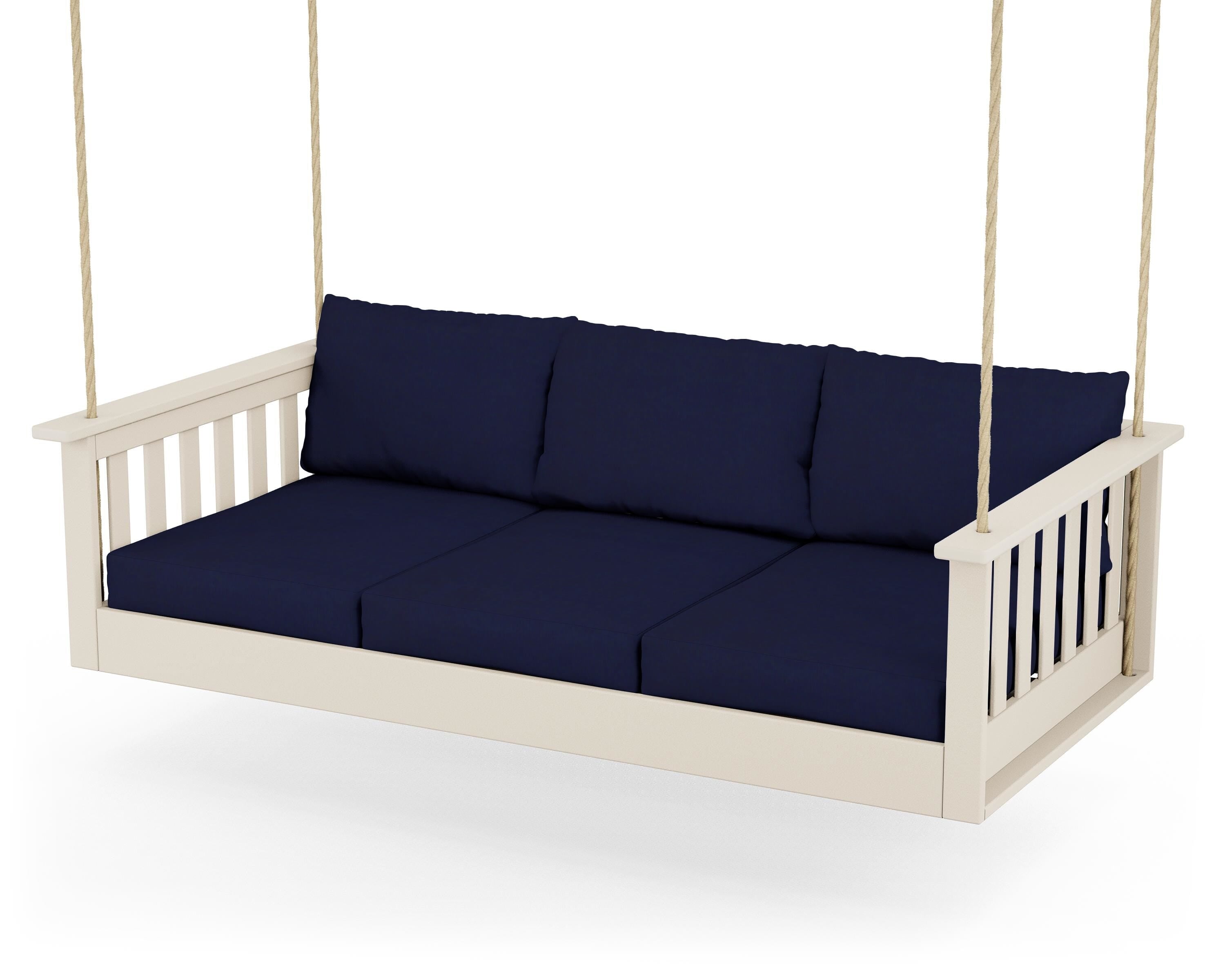 POLYWOOD® Vineyard Daybed Swing in Sand / Navy