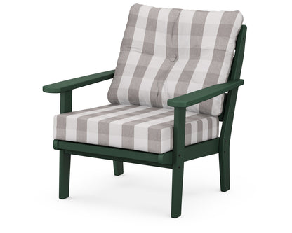 POLYWOOD® Lakeside Deep Seating Chair in Green / Buffalo Plaid Grey Mist