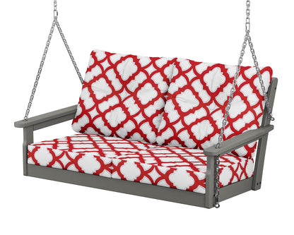 POLYWOOD® Vineyard Deep Seating Swing in Slate Grey / Trellis Crimson