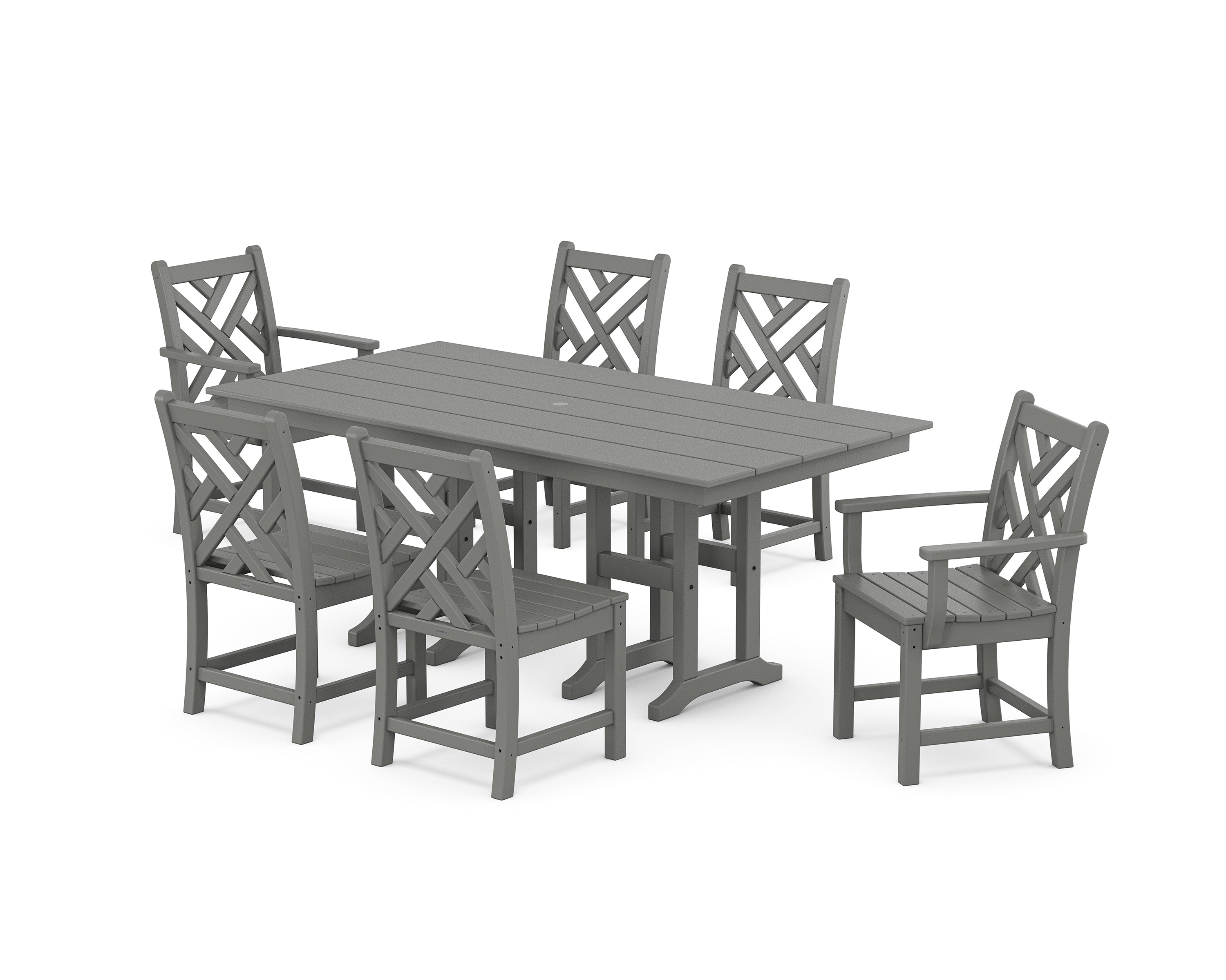 POLYWOOD® Chippendale 7-Piece Farmhouse Dining Set in Slate Grey