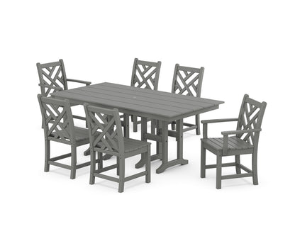 POLYWOOD® Chippendale 7-Piece Farmhouse Dining Set in Slate Grey