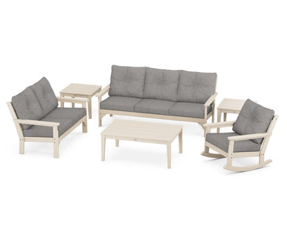 POLYWOOD® Vineyard 6-Piece Deep Seating Set in Sand / Grey Mist