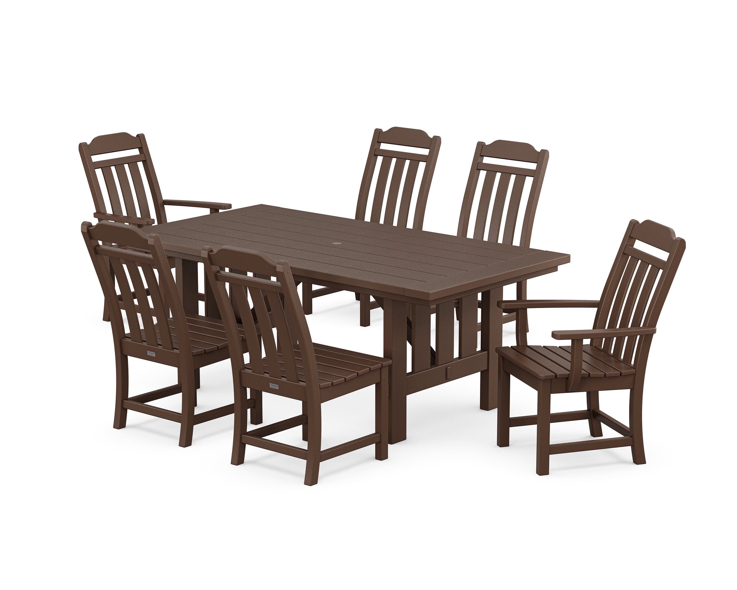 POLYWOOD® Cottage 7-Piece Dining Set with Mission Table in Mahogany